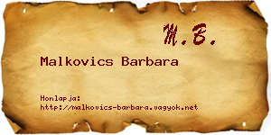 Malkovics Barbara névjegykártya